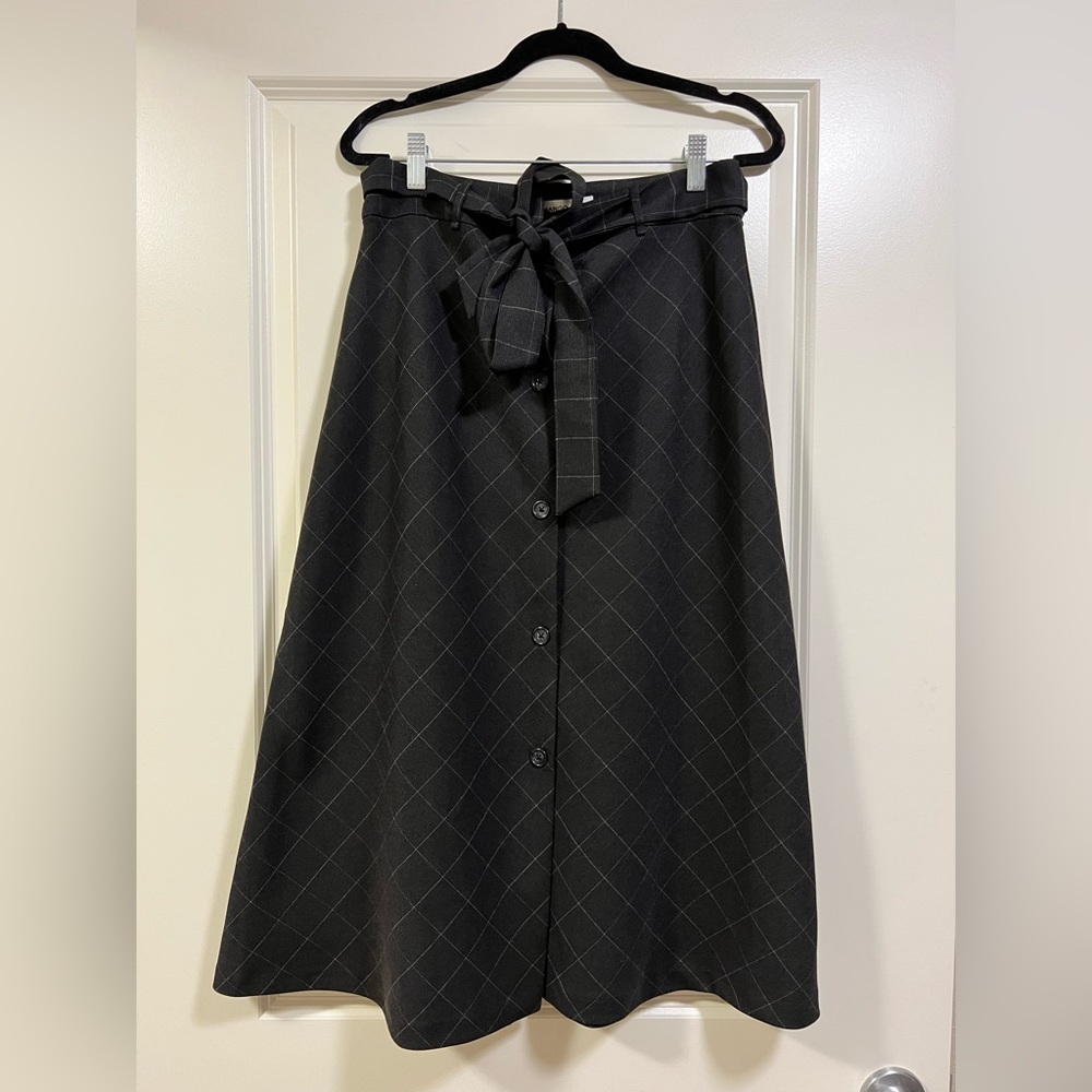 Mango Button down Plaid Midi Skirt